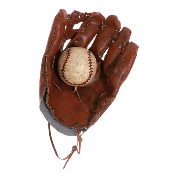 Deko-Baseballhandschuh 25x20cm, mit Ball, Kunstleder, Ball Ø8cm