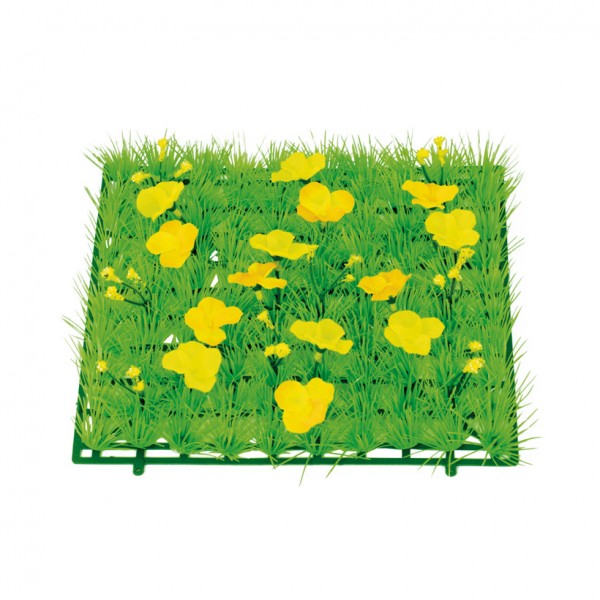 Grasplatte "Butterblumen", 25x25cm, Kunststoff, Kunstseide