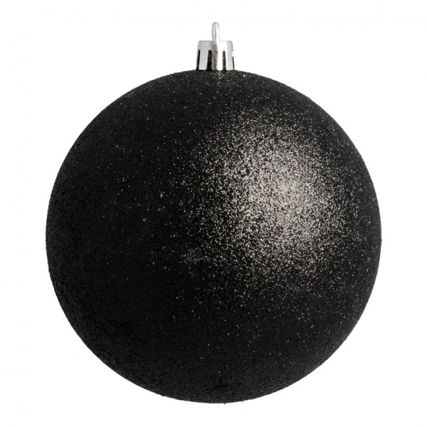 Weihnachtskugeln, schwarz matt glitter, Ø 6cm, 12 St./Beutel, mit Glimmer