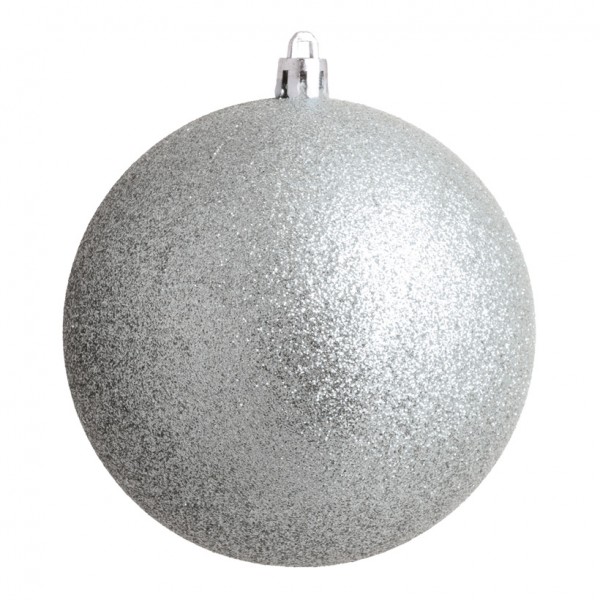 Weihnachtskugel, silber glitter, Ø 14cm