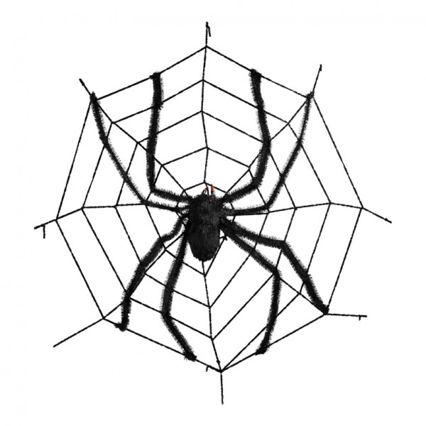 Spinnennetz mit Spinne, Ø 150cm, Kunststoff, Synthetik