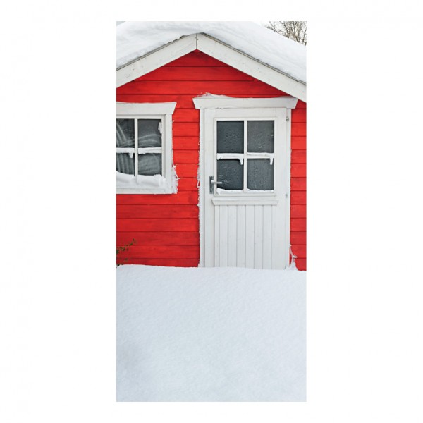 Motivdruck "Häuschen im Schnee", 180x90cm Papier