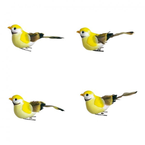 Vögel 9,5x3,5 x4,5 cm Schaum/Federn, 4 Stk./Satz