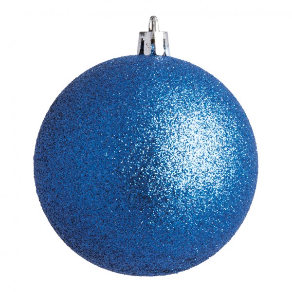 Weihnachtskugel, blau glitter, Ø8cm 6 St./Blister