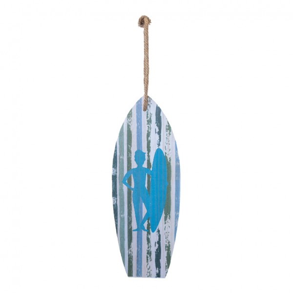 Surfbrett, H: 60cm B: 22cm mit Seilhänger, Motiv 1, aus Holz