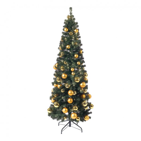 Weihnachtsbaum beschmückt, Ø 70cm, 180cm, PVC, mit Kugeln 200 warmweiße LED