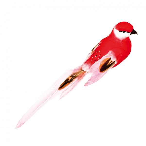 Vogel mit Clip, 40x7x7cm, Styrofoam mit Federn