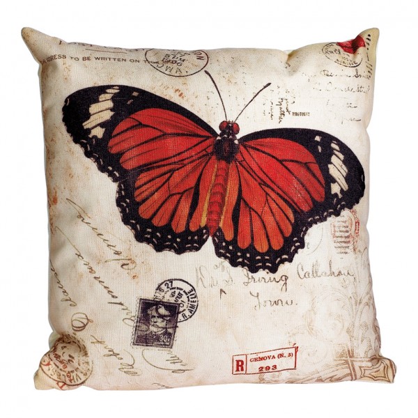 Kissen "Schmetterling" 35 x 35 cm aus Leinen inkl. Füllung, Schmetterling: Monarch