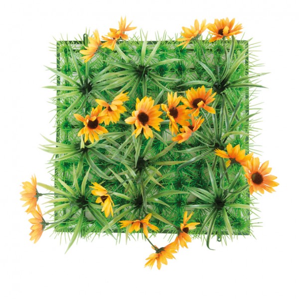 Grasplatte "Sonnenblume", 24x24cm, Kunststoff, Kunstseide