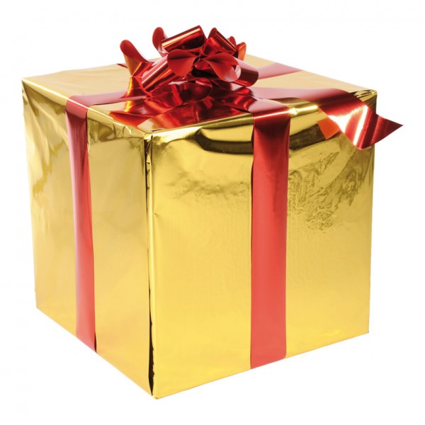 Geschenkpaket, 50x50cm, mit Folienschleife, Styrofoam, Folie