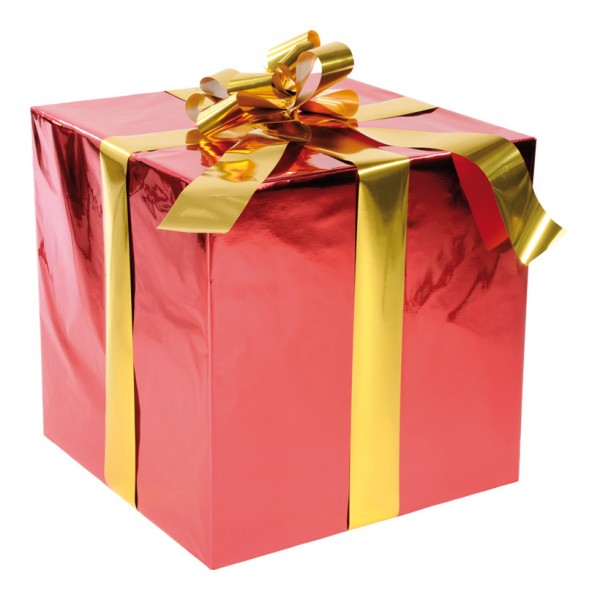 Geschenkpaket, 50x50cm, mit Folienschleife, Styrofoam, Folie