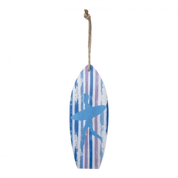 Surfbrett, H: 60cm B: 22cm mit Seilhänger, Motiv 2, aus Holz