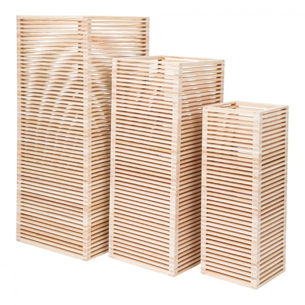 Holzpräsenter, 60x25x25cm, 50x20x20cm, 40x15x15cm im 3er-Set, ineinander passend